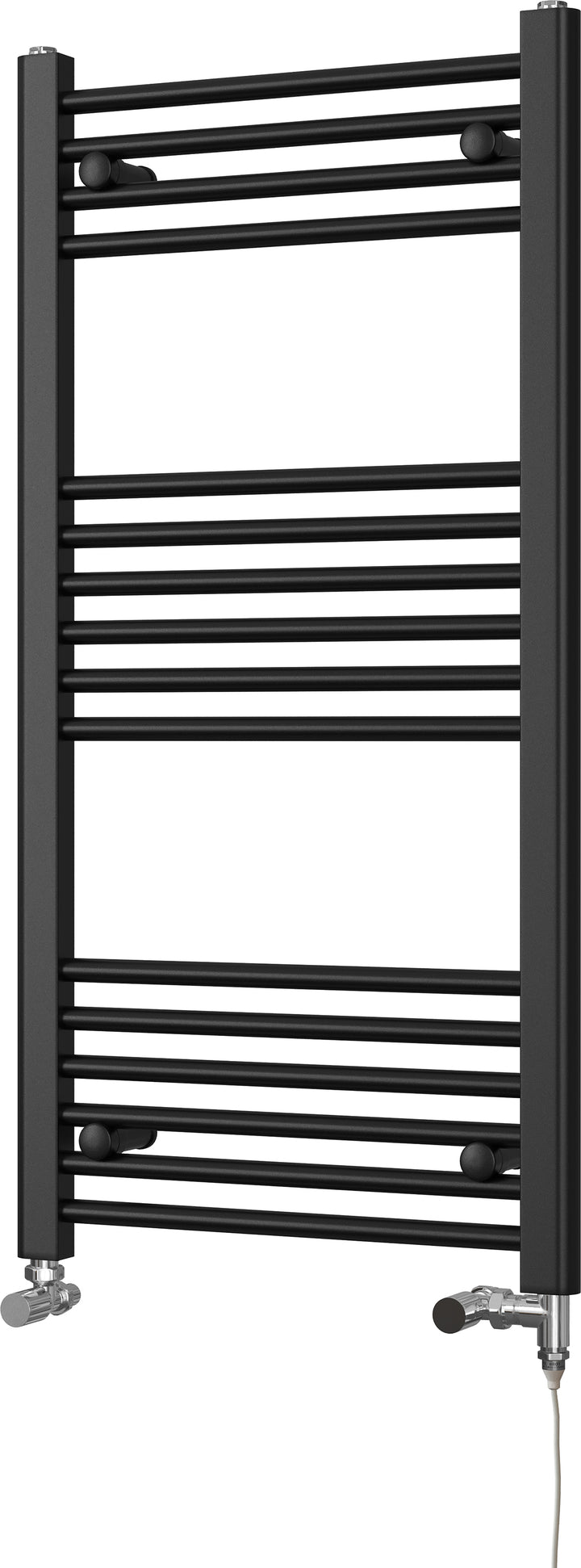 Zennor - Black Dual Fuel Towel Rail H1000mm x W500mm Standard - Straight