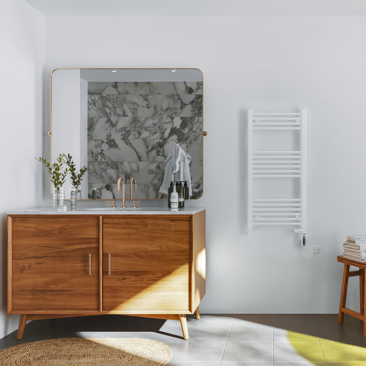 Zennor - White Dual Fuel Towel Rail H1000mm x W500mm Thermostatic WIFI - Straight