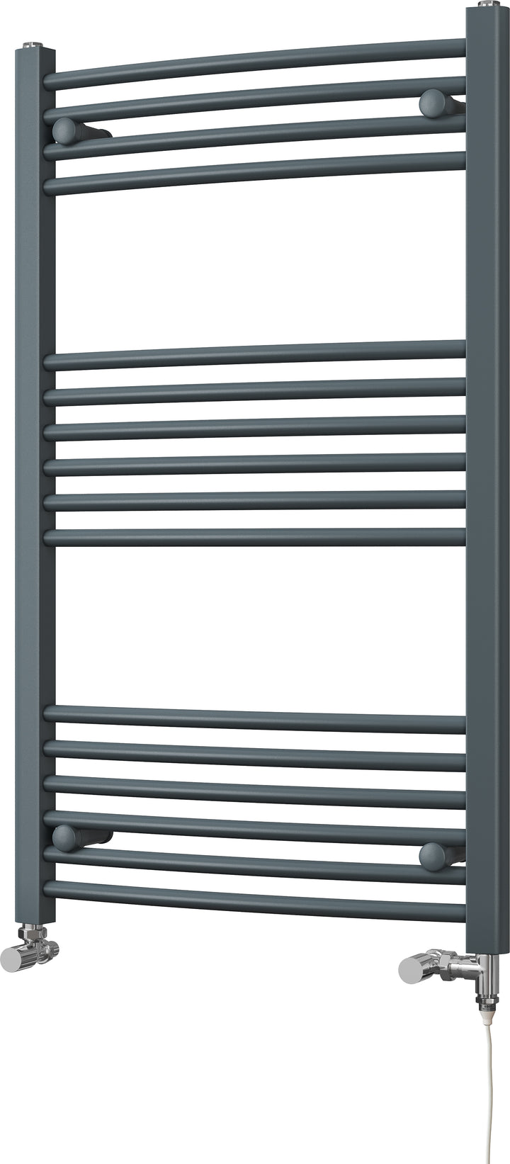 Zennor - Anthracite Dual Fuel Towel Rail H1000mm x W600mm Standard - Curved