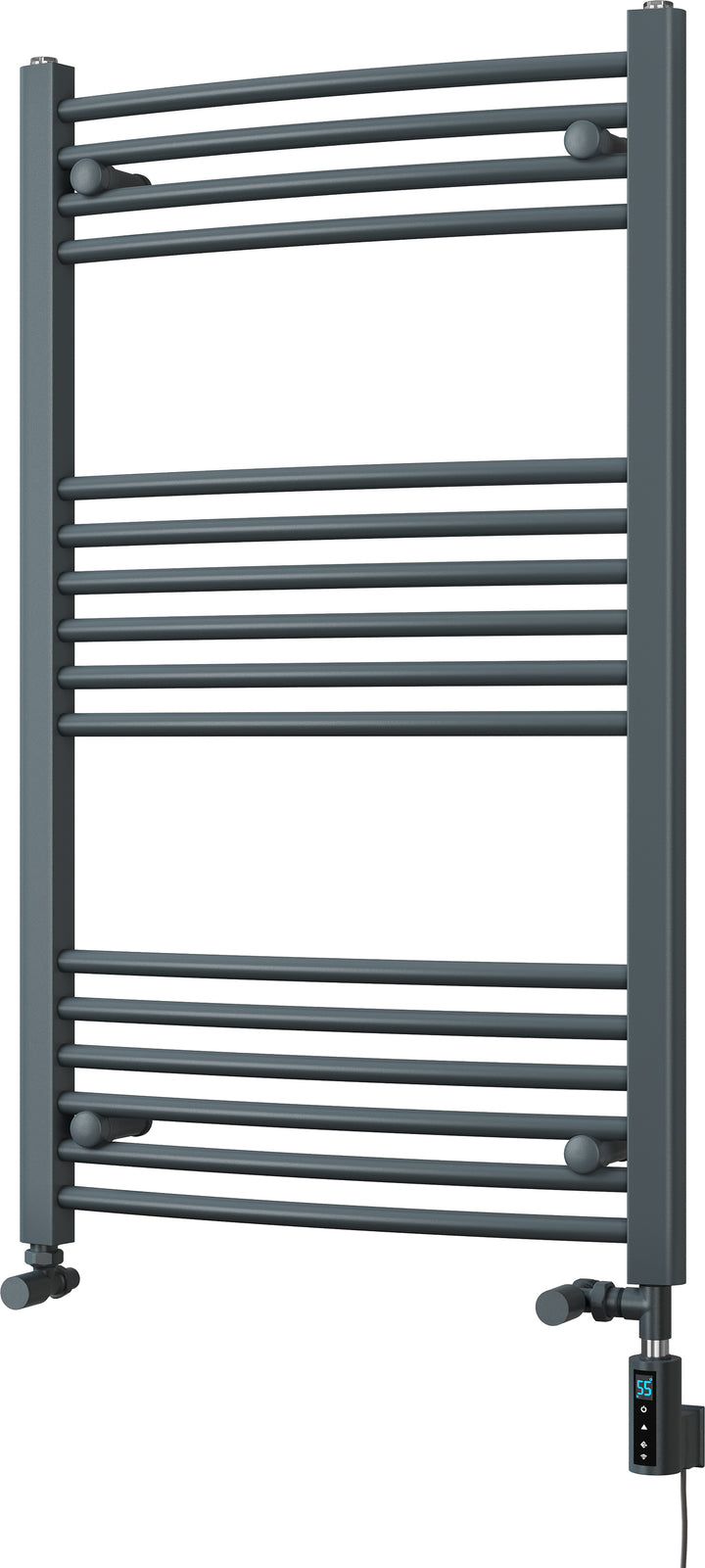 Zennor - Anthracite Dual Fuel Towel Rail  H1000mm x W600mm Thermostatic WIFI - Curved