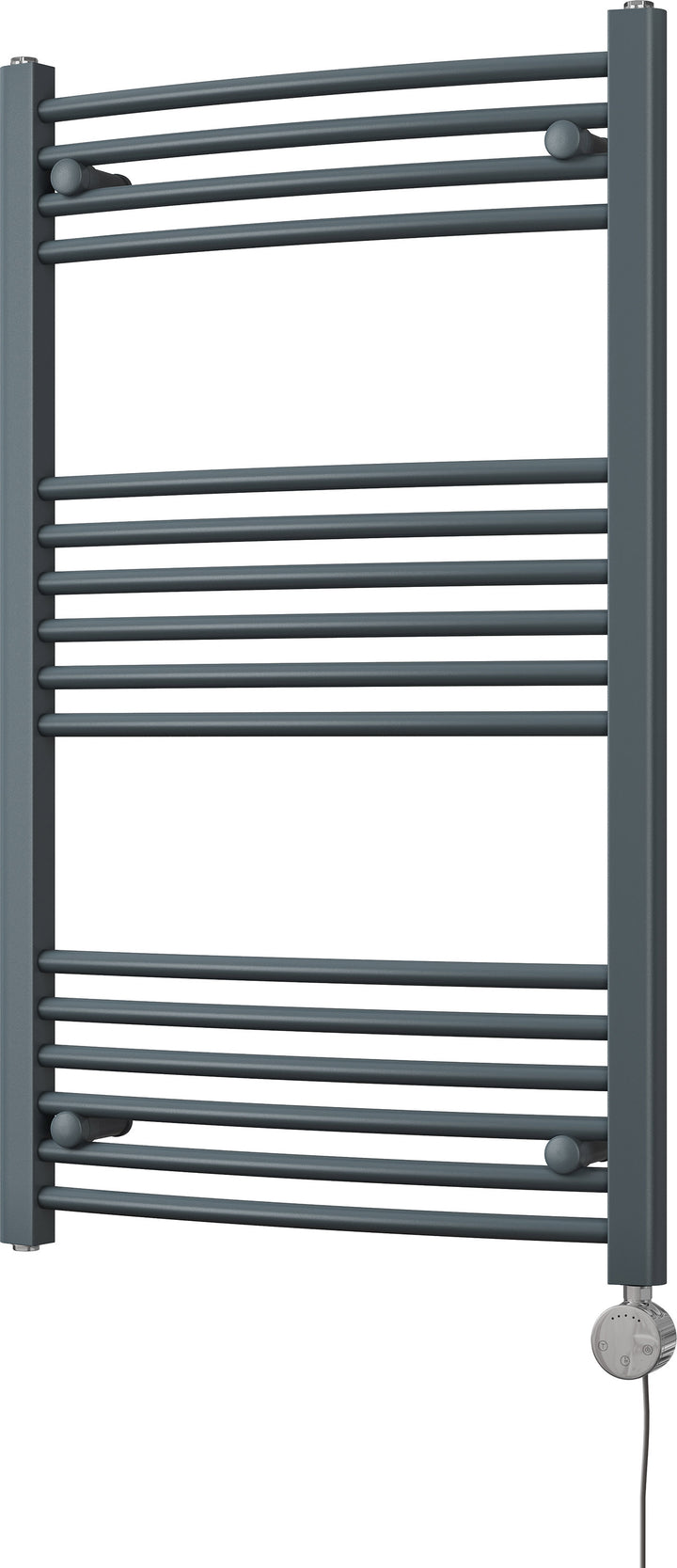 Zennor - Anthracite Electric Towel Rail H1000mm x W600mm Curved 300w Thermostatic