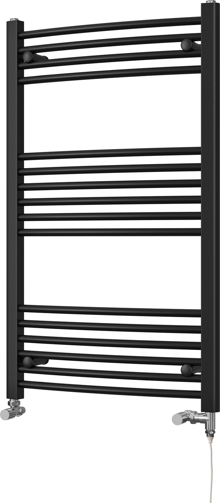 Zennor - Black Dual Fuel Towel Rail H1000mm x W600mm Standard - Curved