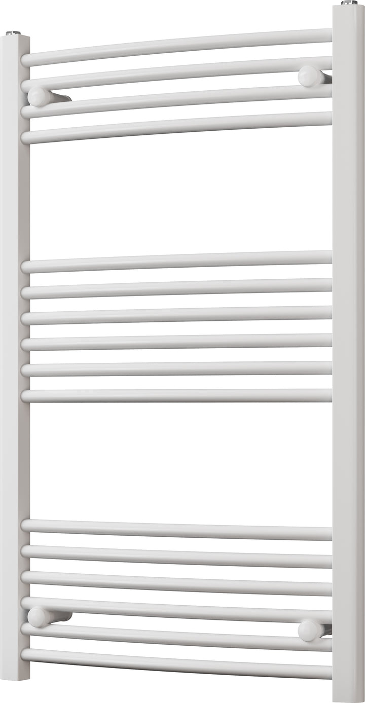 Zennor - White Heated Towel Rail - H1000mm x W600mm - Curved