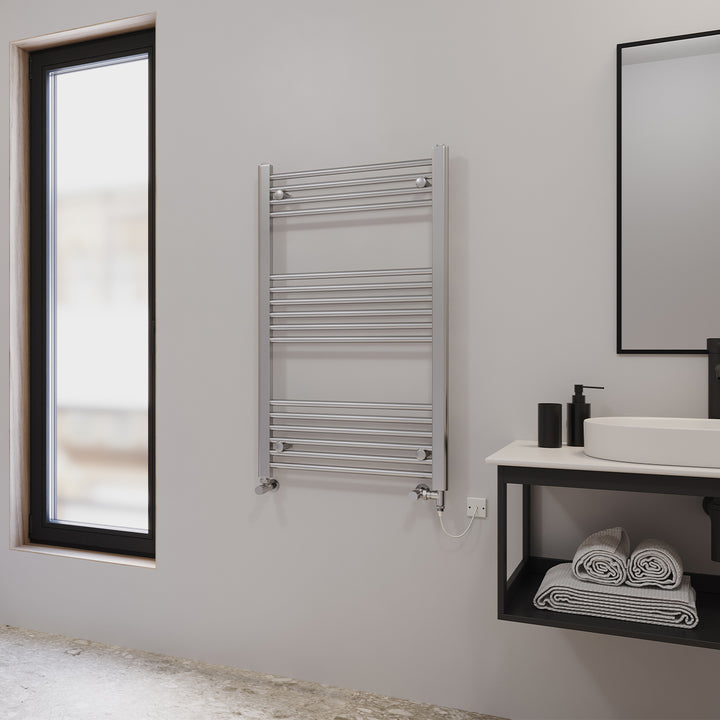 Zennor - Chrome Dual Fuel Towel Rail H1000mm x W600mm Standard - Straight