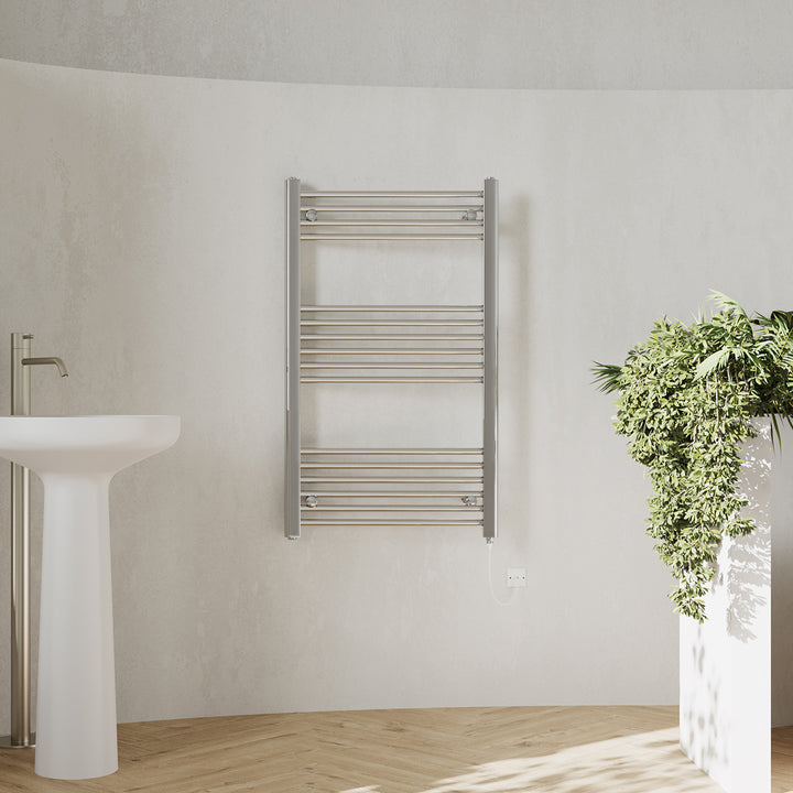 Zennor - Chrome Electric Towel Rail H1000mm x W600mm Straight 300w Standard