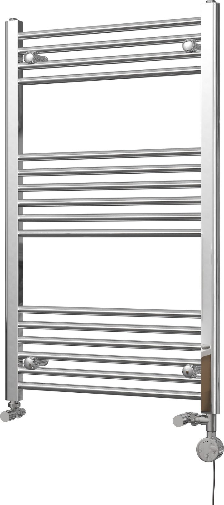 Zennor - Chrome Dual Fuel Towel Rail H1000mm x W600mm Thermostatic - Straight