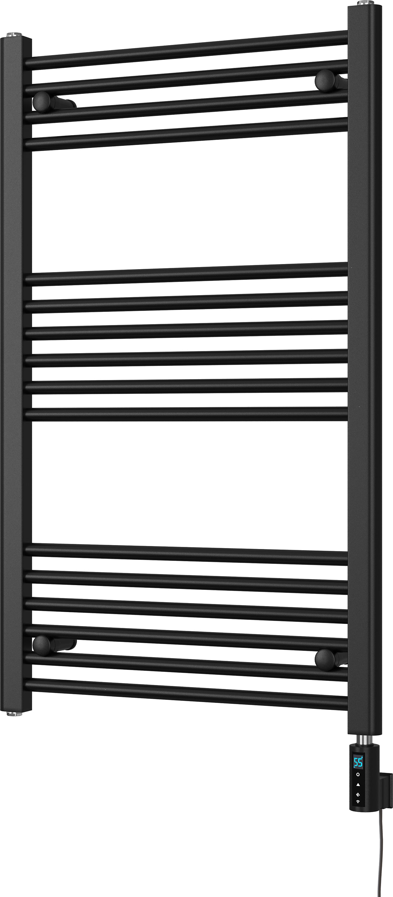 Black Electric Towel Rail H1000mm X W600mm Straight 300w Thermostatic 