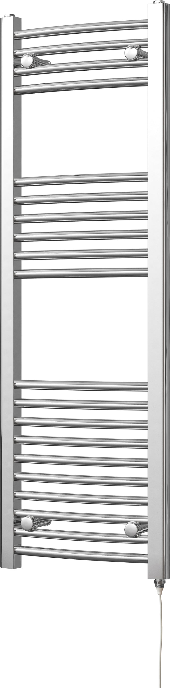 Zennor - Chrome Electric Towel Rail H1200mm x W400mm Curved 400w Standard