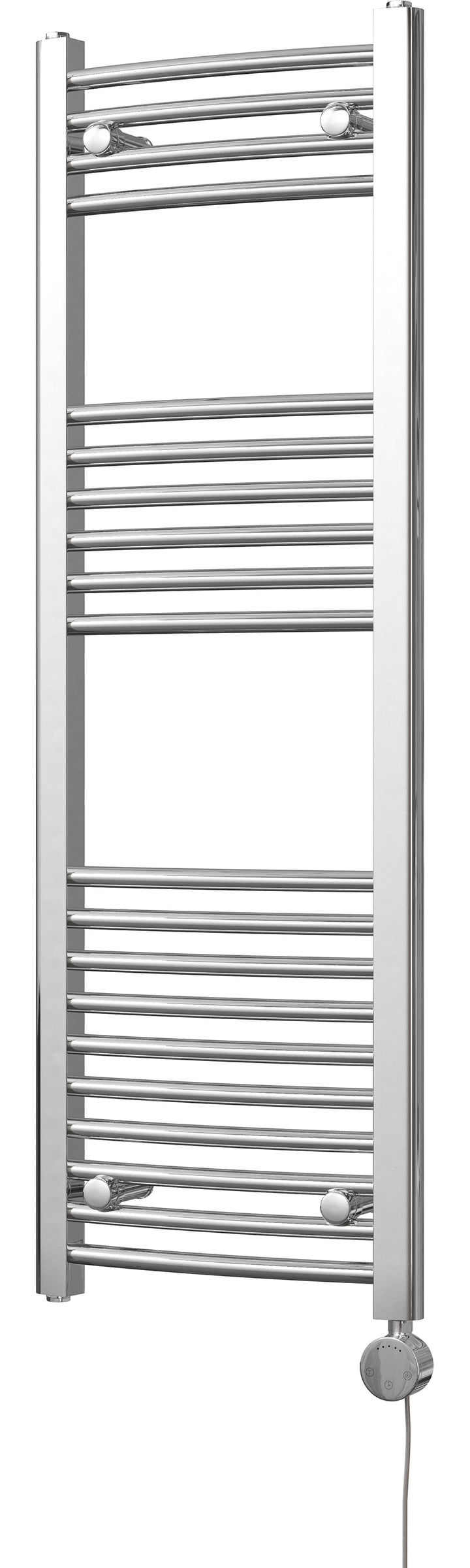 Zennor - Chrome Electric Towel Rail H1200mm x W400mm Curved 300w Thermostatic