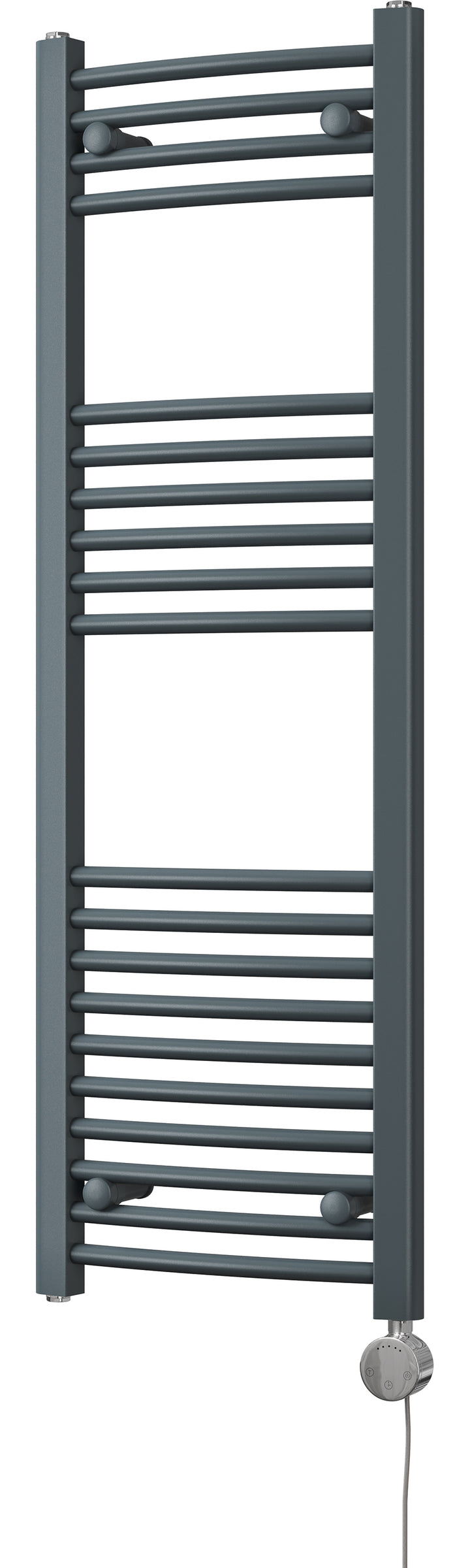 Zennor - Anthracite Electric Towel Rail H1200mm x W400mm Curved 300w Thermostatic