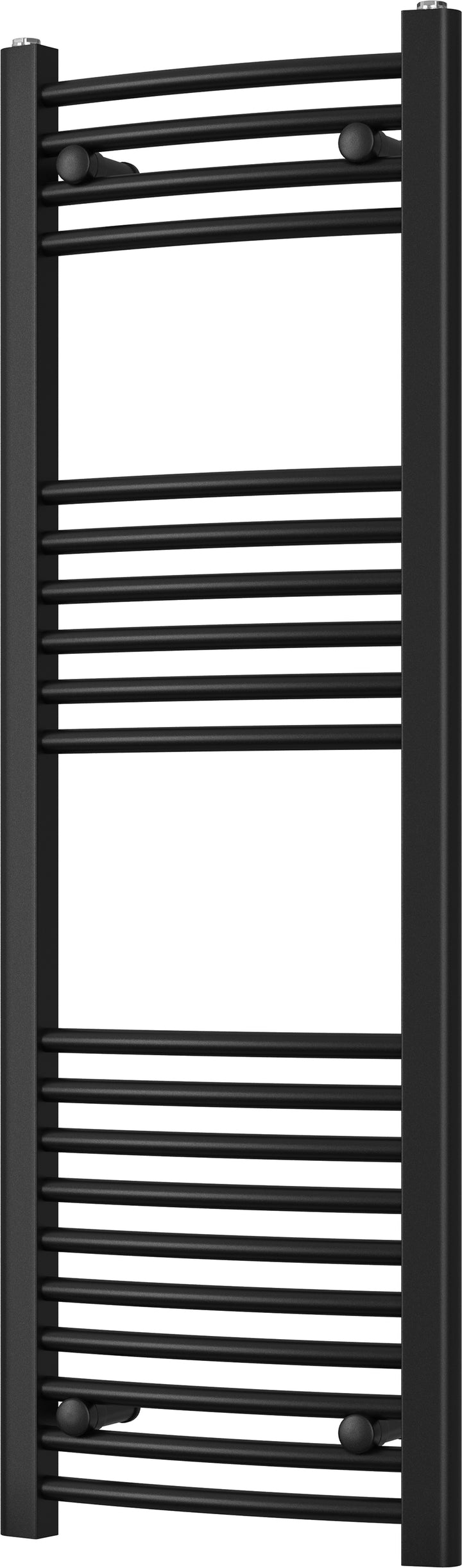 Zennor - Black Heated Towel Rail - H1200mm x W400mm - Curved