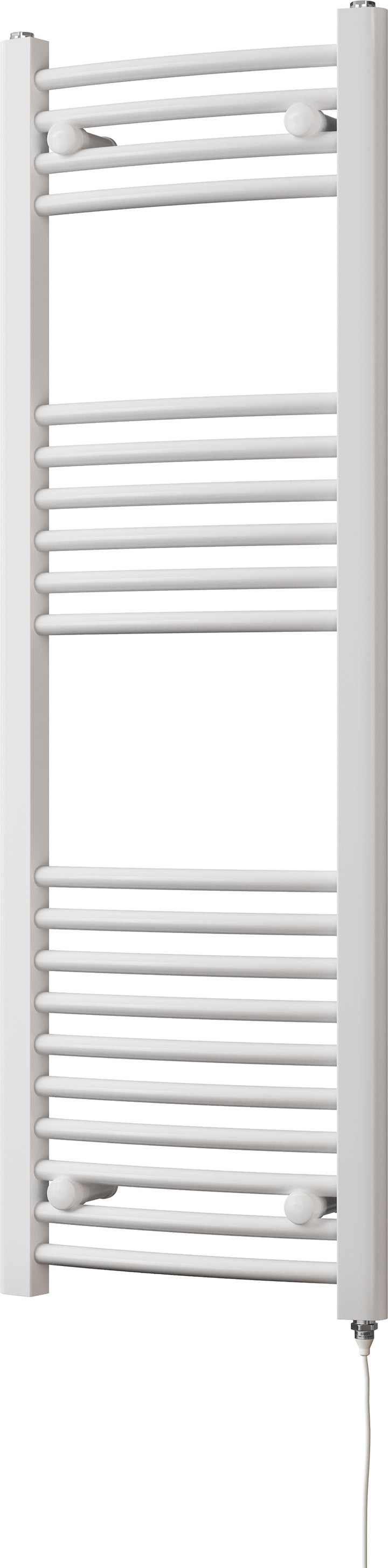 Zennor - White Electric Towel Rail H1200mm x W400mm Curved 300w Standard