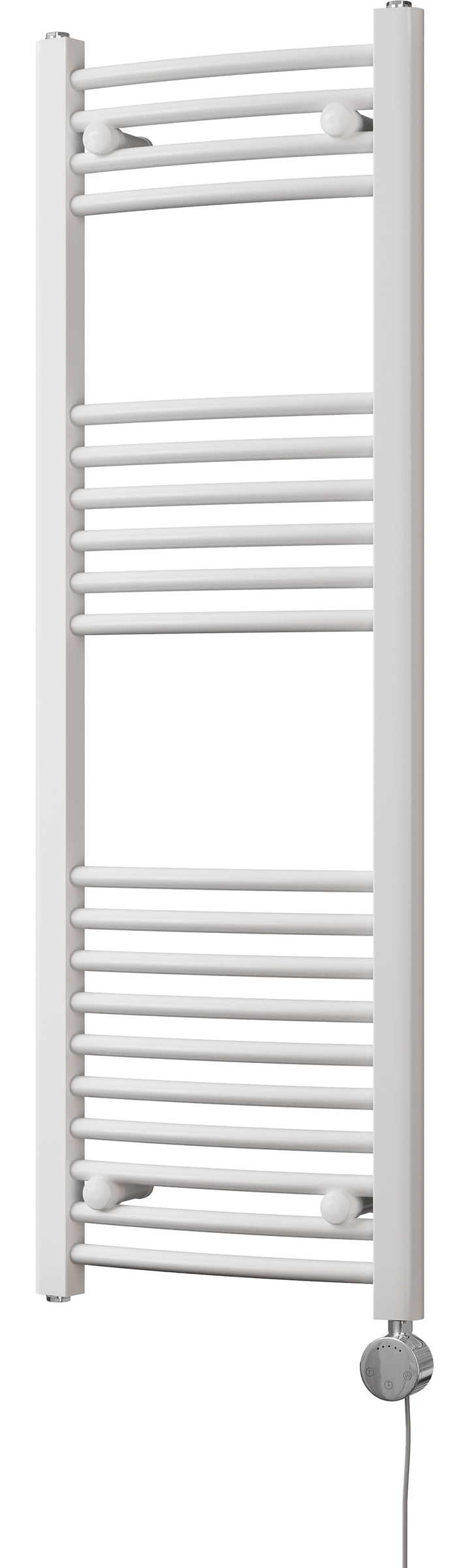 Zennor - White Electric Towel Rail H1200mm x W400mm Curved 300w Thermostatic