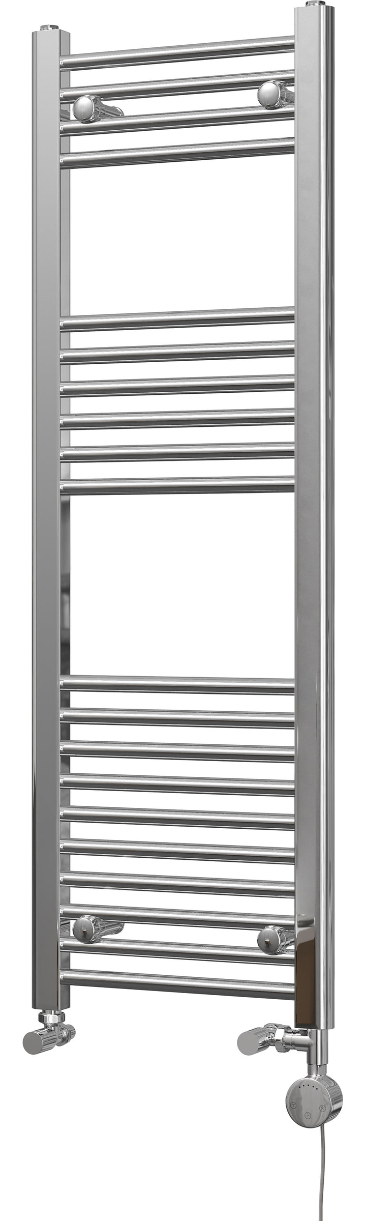 Zennor - Chrome Dual Fuel Towel Rail H1200mm x W400mm Thermostatic - Straight