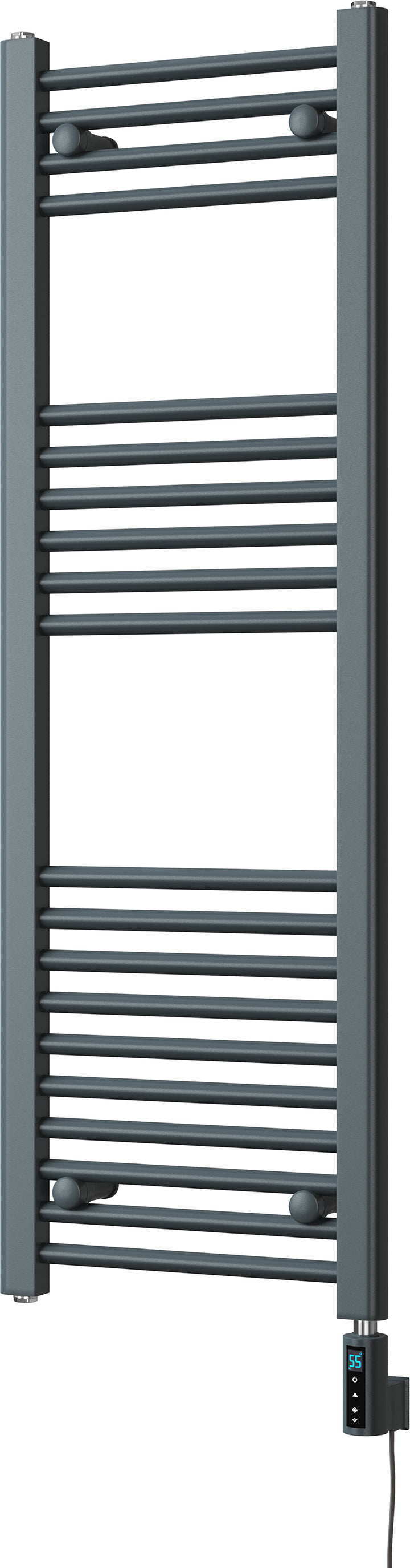 Zennor - Anthracite Electric Towel Rail H1200mm x W400mm Straight 300w Thermostatic WIFI