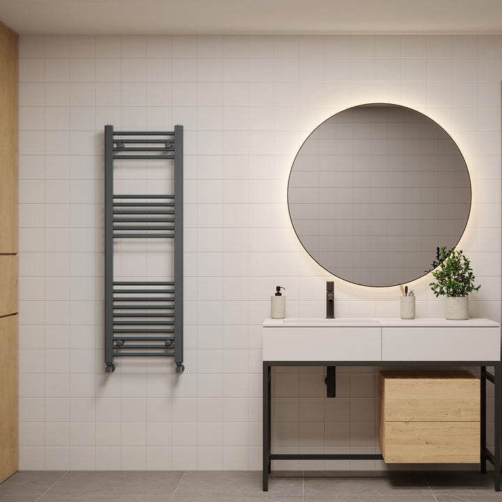 Zennor - Anthracite Heated Towel Rail - H1200mm x W400mm - Straight