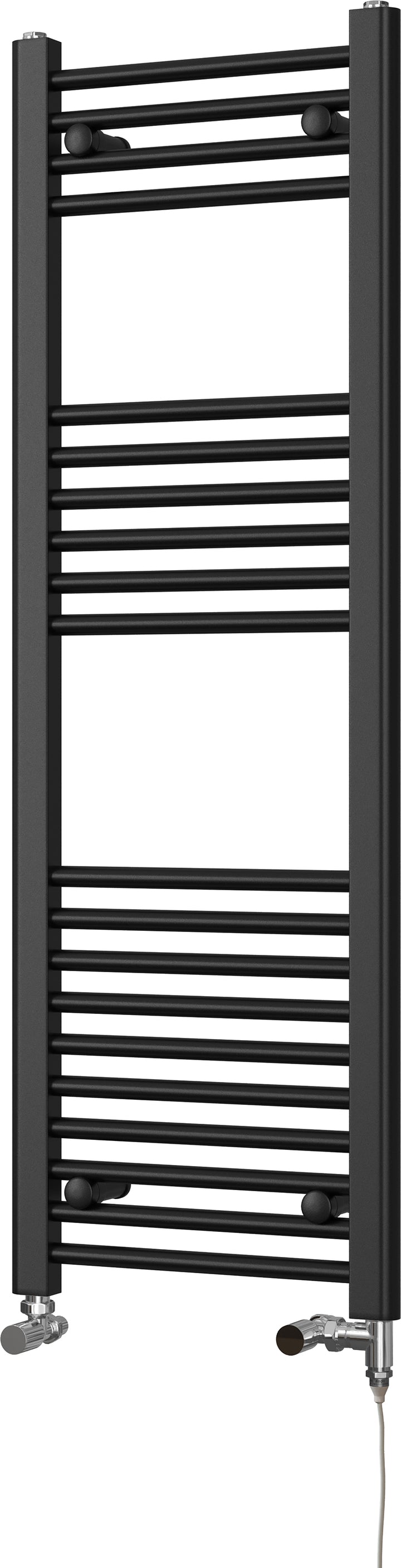 Zennor - Black Dual Fuel Towel Rail H1200mm x W400mm Standard - Straight