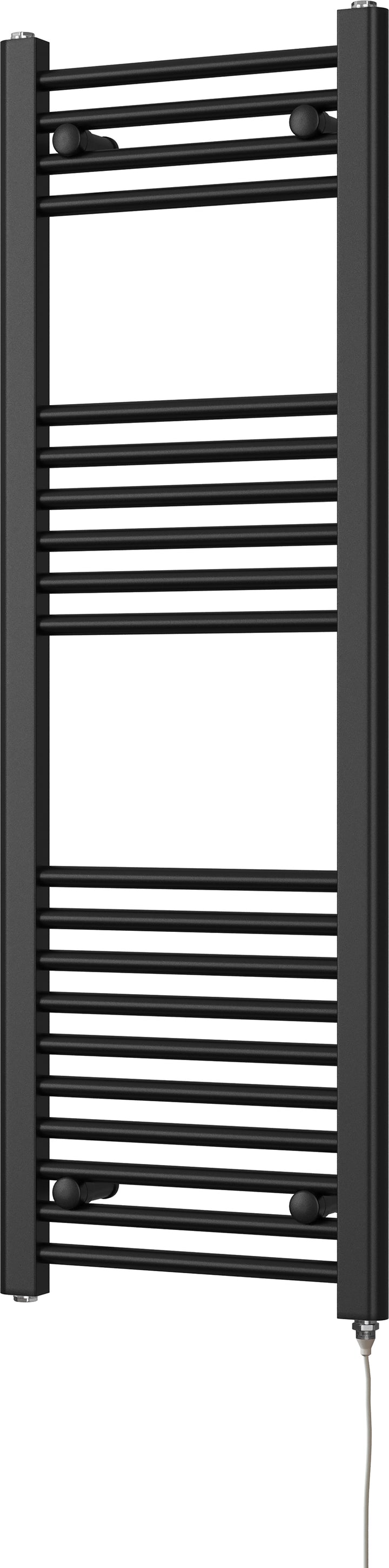 Zennor - Black Electric Towel Rail H1200mm x W400mm Straight 300w Standard