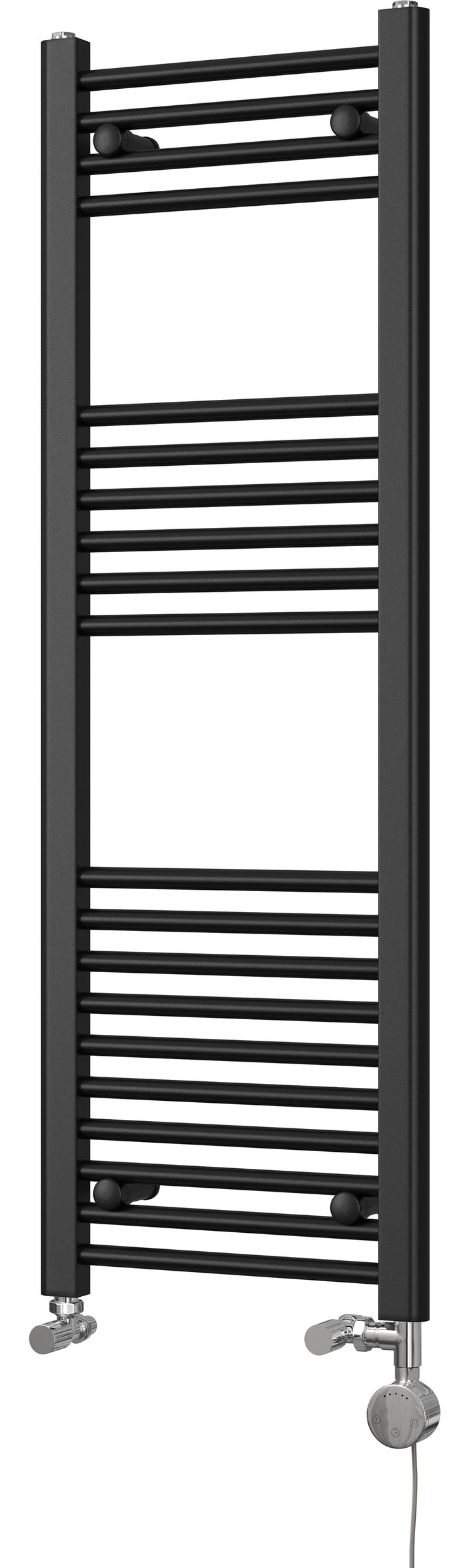 Zennor - Black Dual Fuel Towel Rail H1200mm x W400mm Thermostatic - Straight