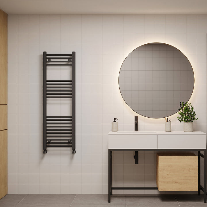 Zennor - Black Heated Towel Rail - H1200mm x W400mm - Straight