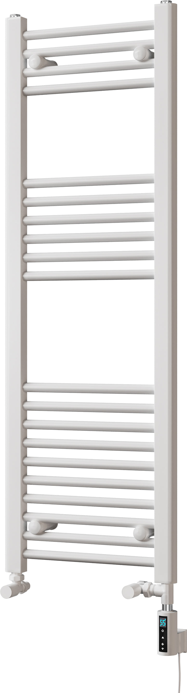 Zennor - White Dual Fuel Towel Rail H1200mm x W400mm Thermostatic WIFI - Straight