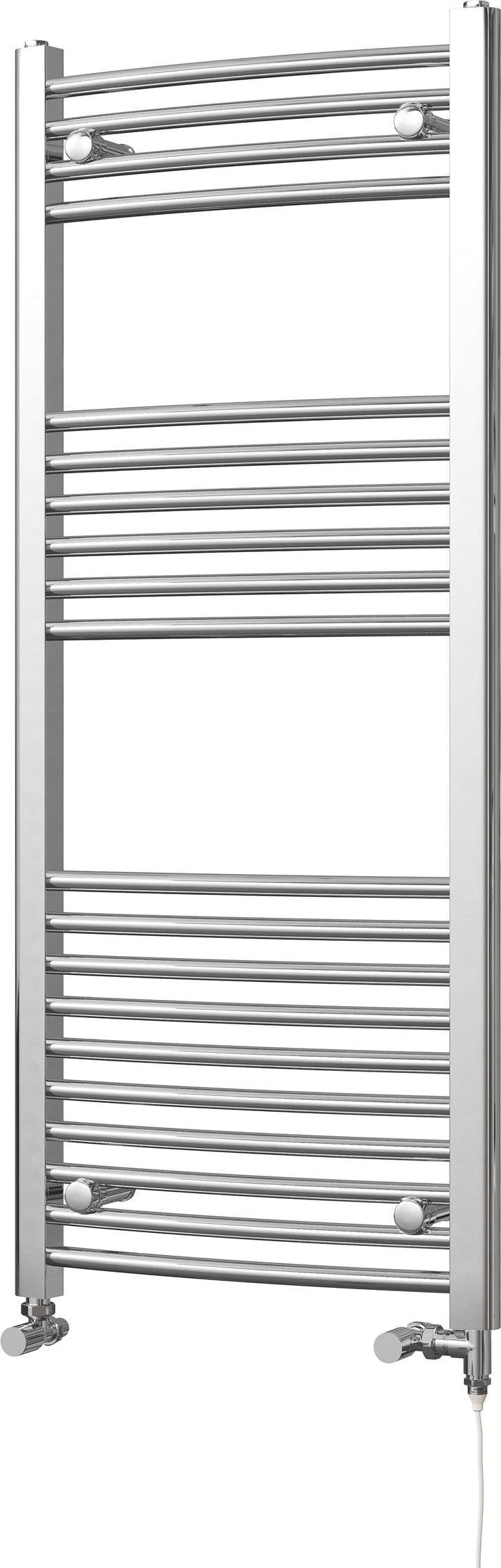 Zennor - Chrome Dual Fuel Towel Rail H1200mm x W500mm Standard - Curved