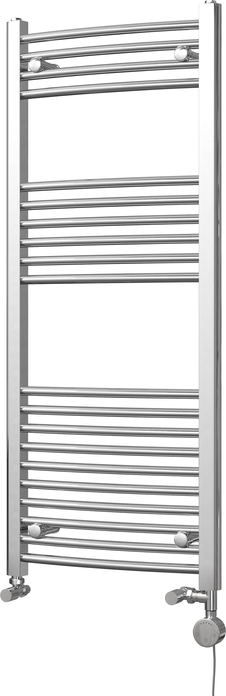 Zennor - Chrome Dual Fuel Towel Rail H1200mm x W500mm Thermostatic - Curved