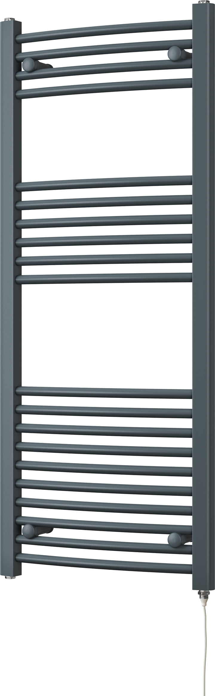 Zennor - Anthracite Electric Towel Rail H1200mm x W500mm Curved 400w Standard