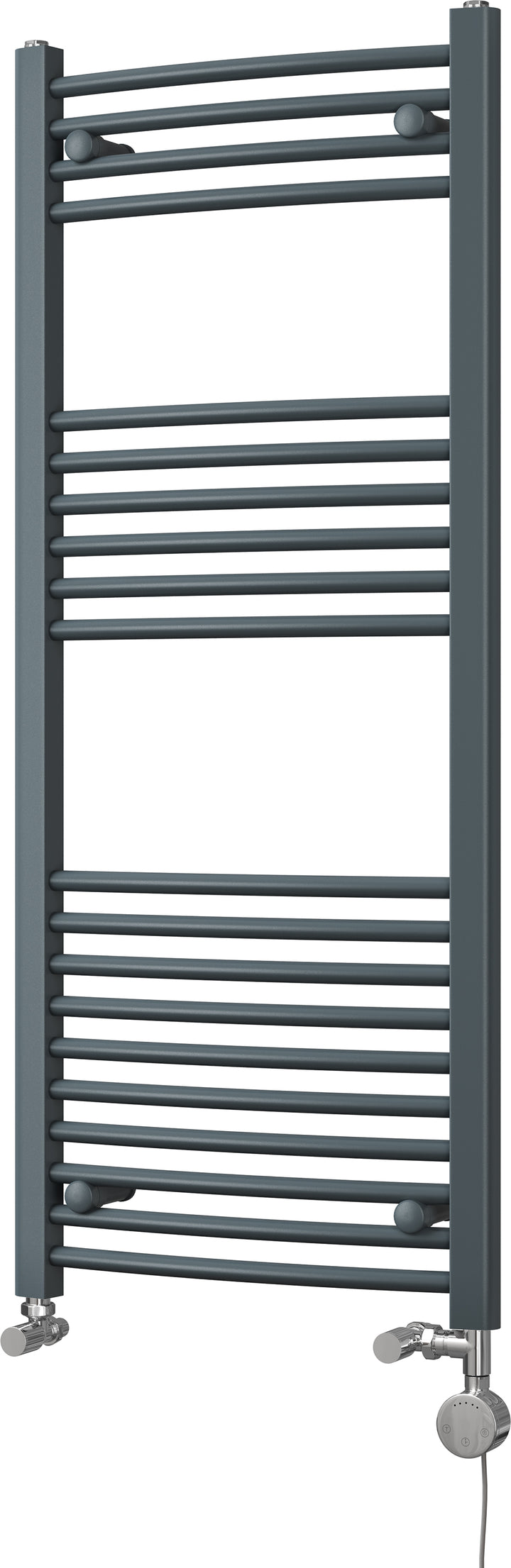 Zennor - Anthracite Dual Fuel Towel Rail  H1200mm x W500mm Thermostatic - Curved