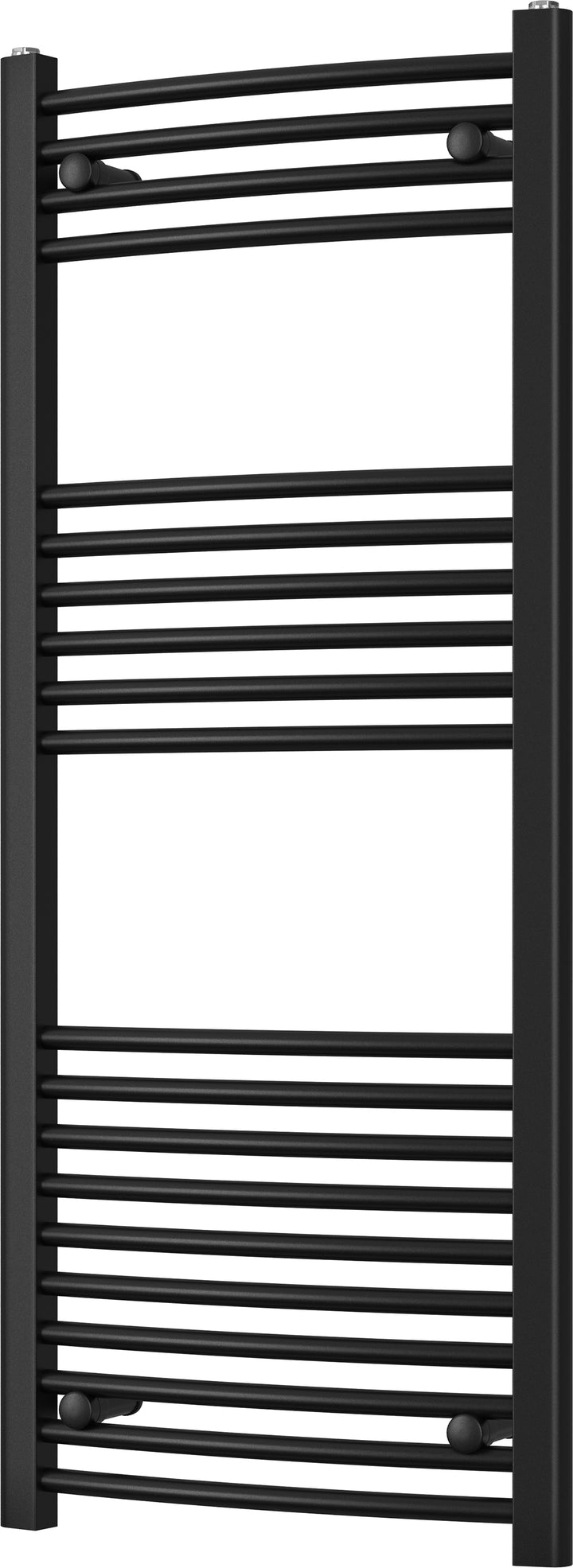 Zennor - Black Heated Towel Rail - H1200mm x W500mm - Curved