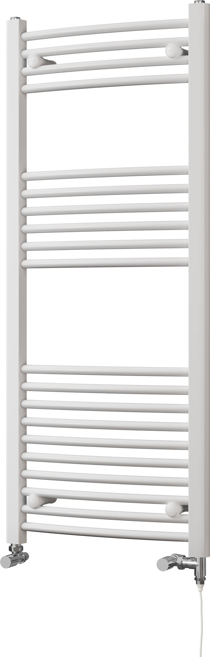 Zennor - White Dual Fuel Towel Rail H1200mm x W500mm Standard - Curved