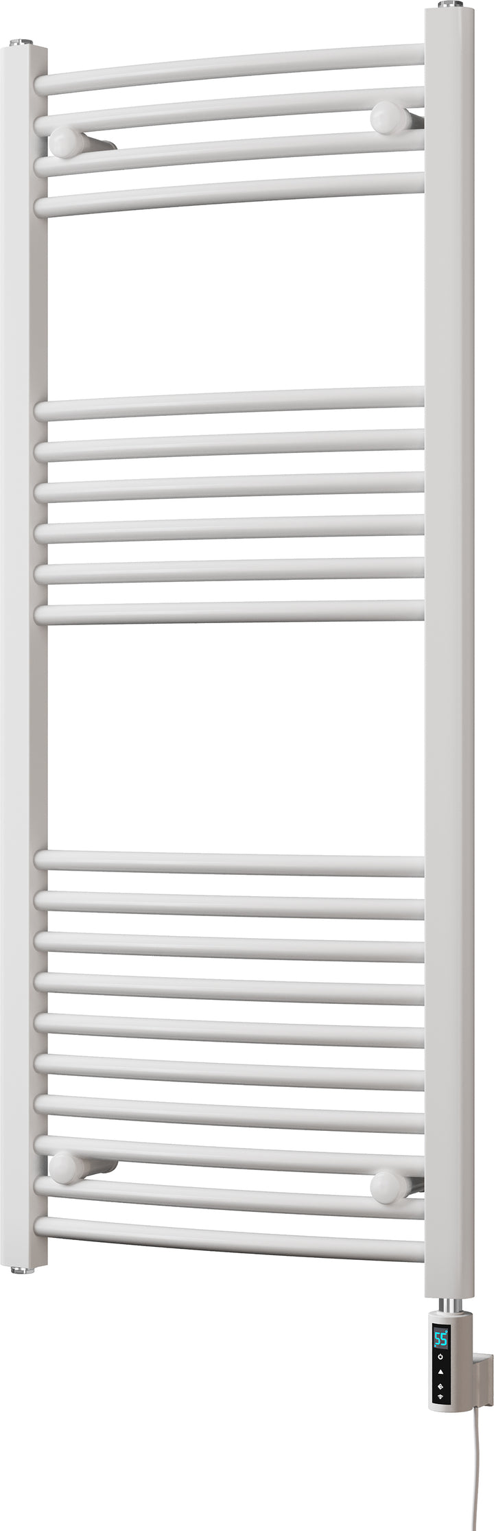 Zennor - White Electric Towel Rail H1200mm x W500mm Curved 600w Thermostatic WIFI