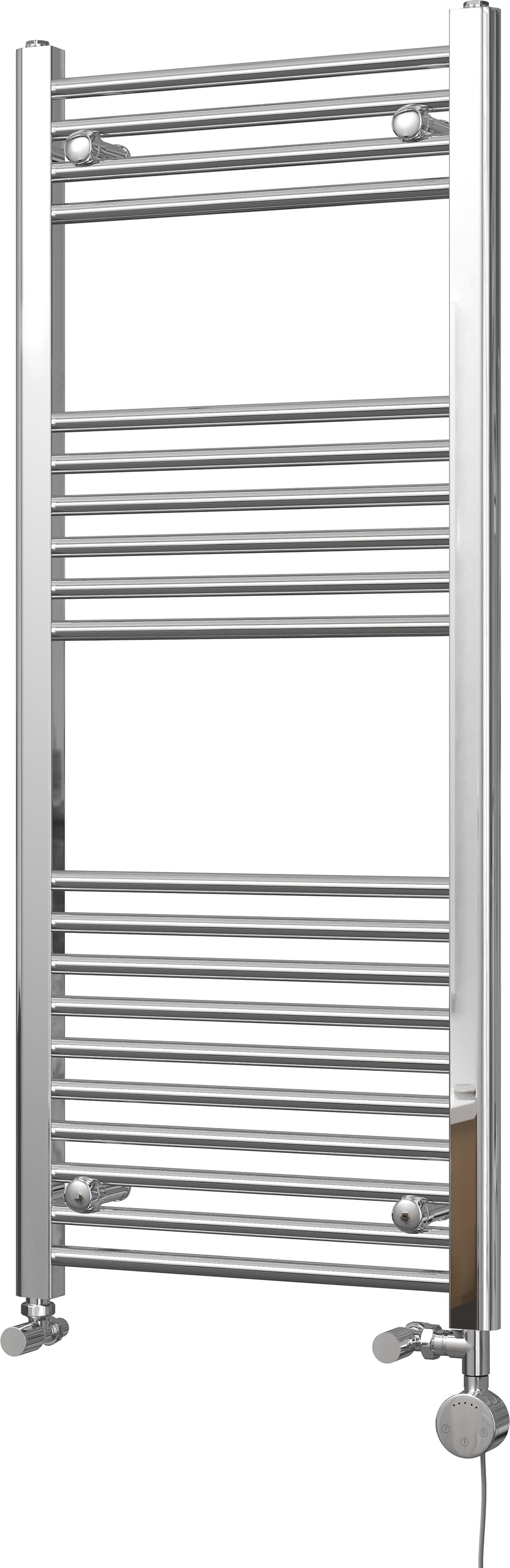 Zennor - Chrome Dual Fuel Towel Rail H1200mm x W500mm Thermostatic - Straight