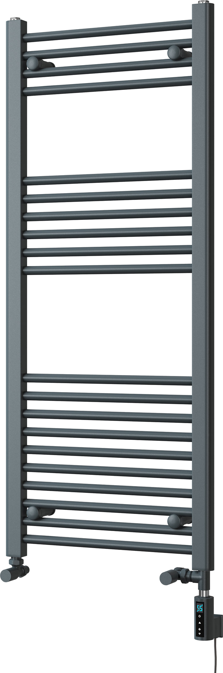 Zennor - Anthracite Dual Fuel Towel Rail  H1200mm x W500mm Thermostatic WIFI - Straight