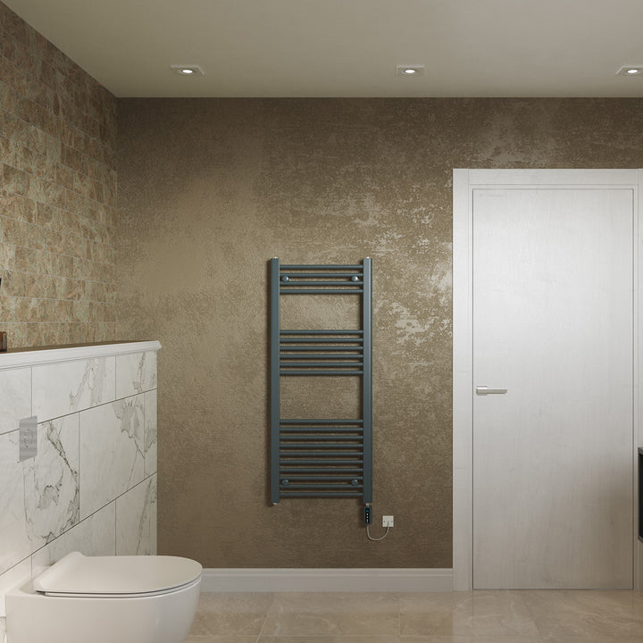 Zennor - Anthracite Electric Towel Rail H1200mm x W500mm Straight 600w Thermostatic WIFI