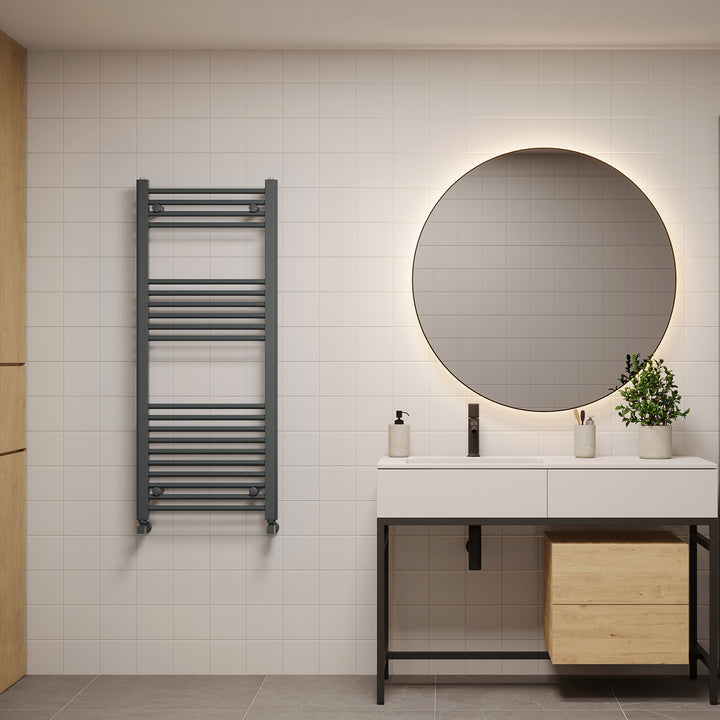 Zennor - Anthracite Heated Towel Rail - H1200mm x W500mm - Straight