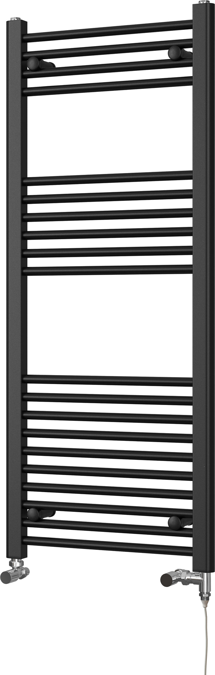 Zennor - Black Dual Fuel Towel Rail H1200mm x W500mm Standard - Straight