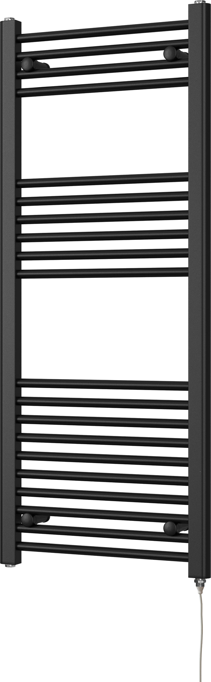 Zennor - Black Electric Towel Rail H1200mm x W500mm Straight 400w Standard