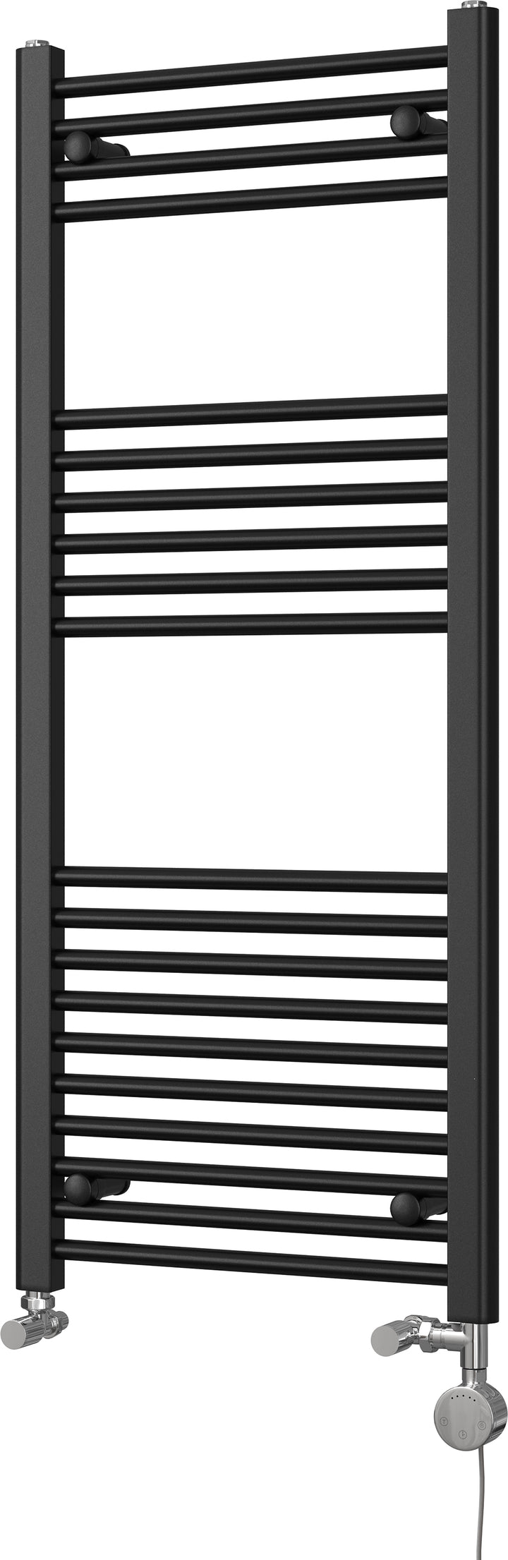 Zennor - Black Dual Fuel Towel Rail H1200mm x W500mm Thermostatic - Straight