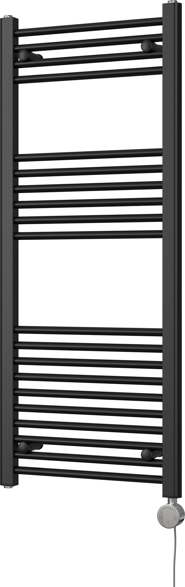 Zennor - Black Electric Towel Rail H1200mm x W500mm Straight 600w Thermostatic