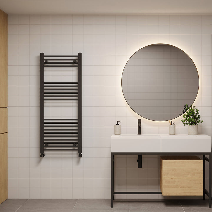 Zennor - Black Heated Towel Rail - H1200mm x W500mm - Straight