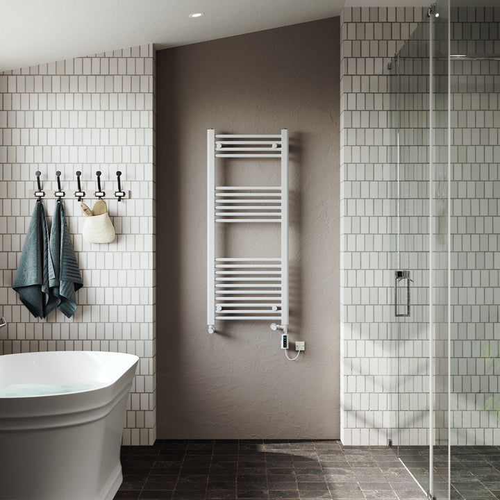 Zennor - White Dual Fuel Towel Rail H1200mm x W500mm Thermostatic WIFI - Straight