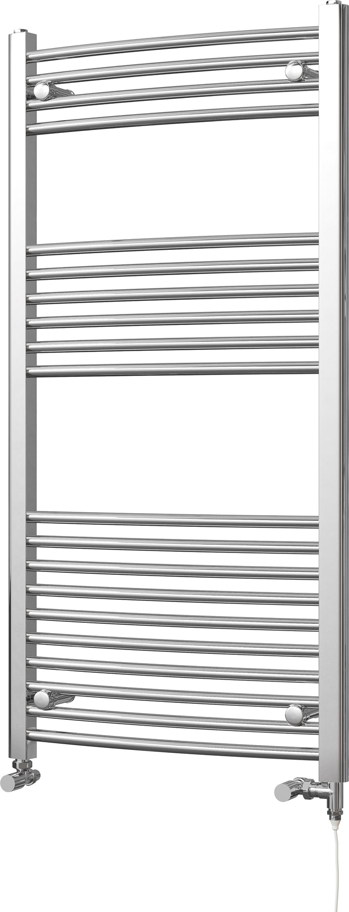 Zennor - Chrome Dual Fuel Towel Rail H1200mm x W600mm Standard - Curved