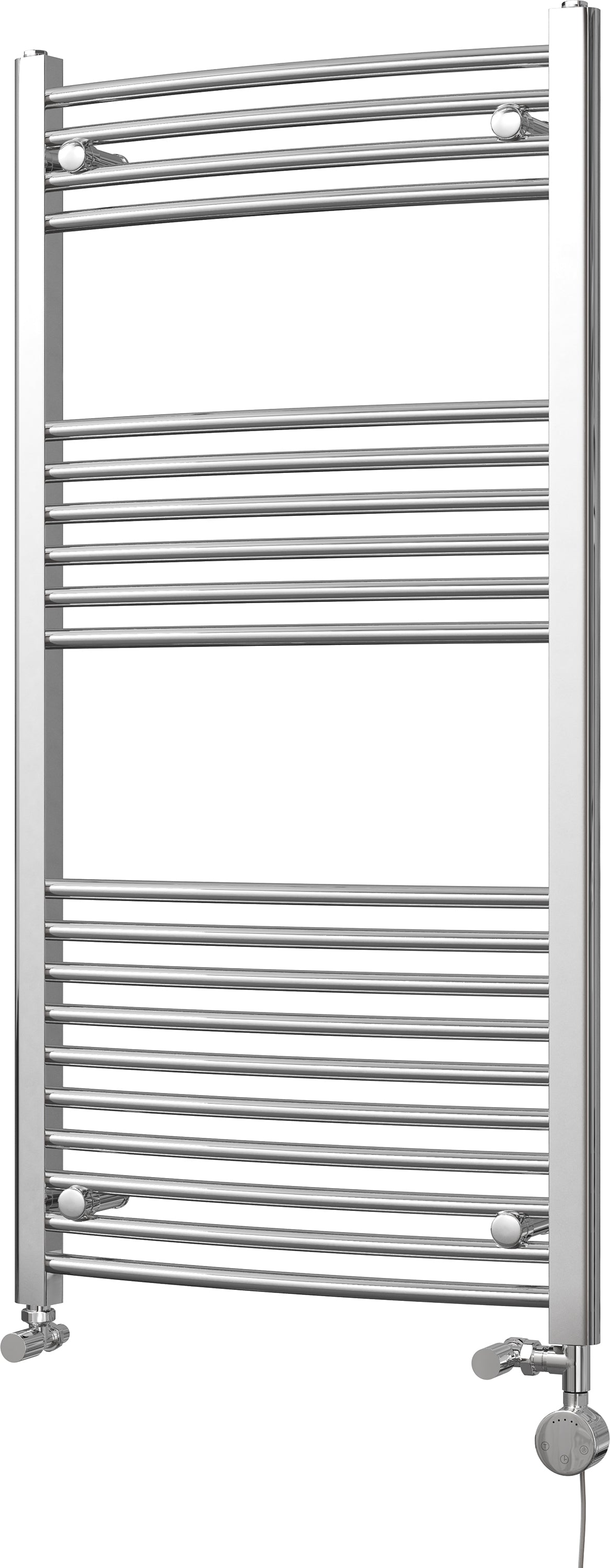 Zennor - Chrome Dual Fuel Towel Rail H1200mm x W600mm Thermostatic - Curved