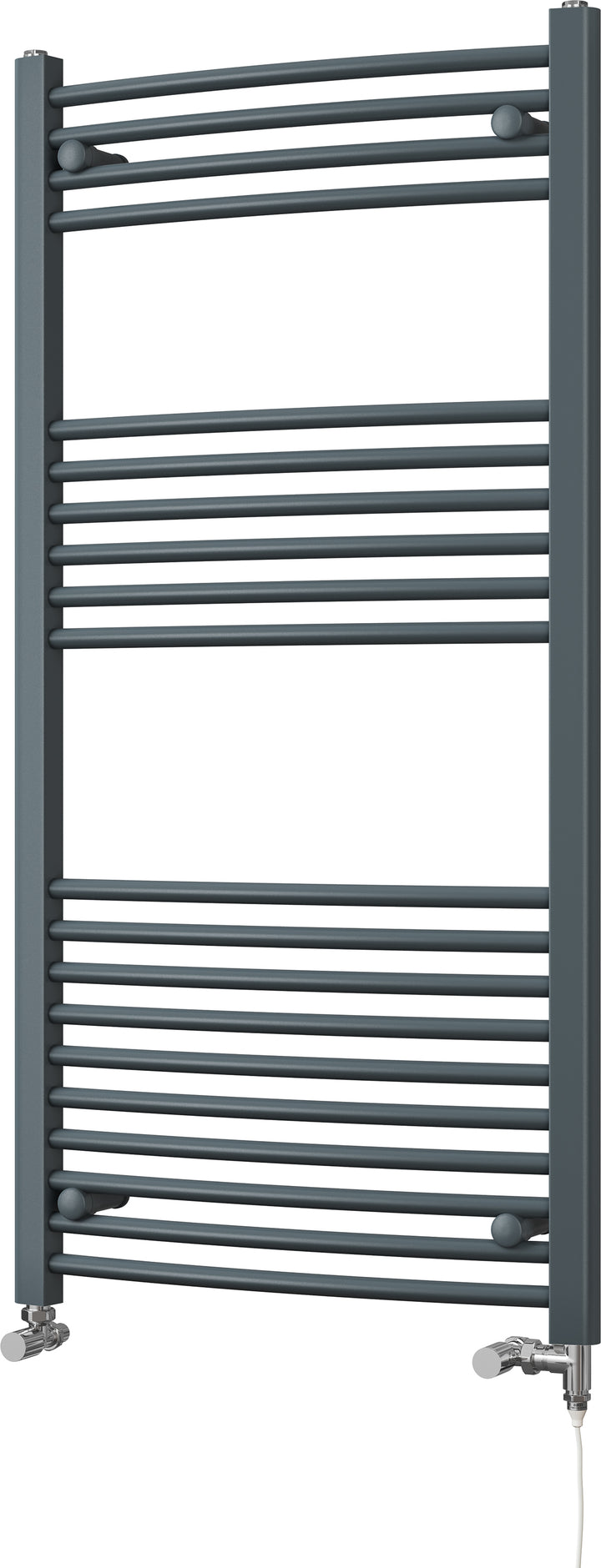 Zennor - Anthracite Dual Fuel Towel Rail  H1200mm x W600mm Standard - Curved