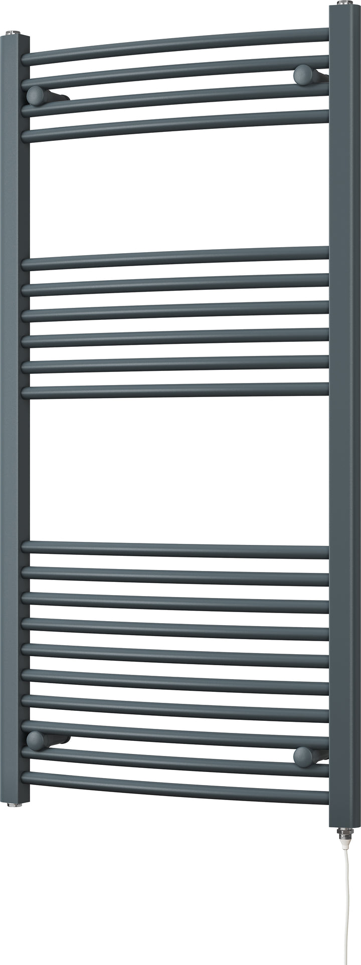 Zennor - Anthracite Electric Towel Rail H1200mm x W600mm Curved 500w Standard