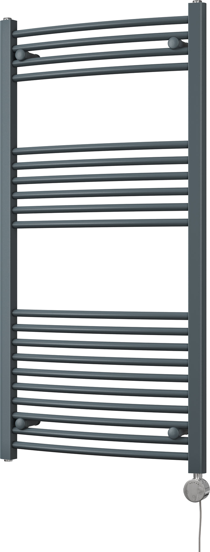 Zennor - Anthracite Electric Towel Rail H1200mm x W600mm Curved 600w Thermostatic