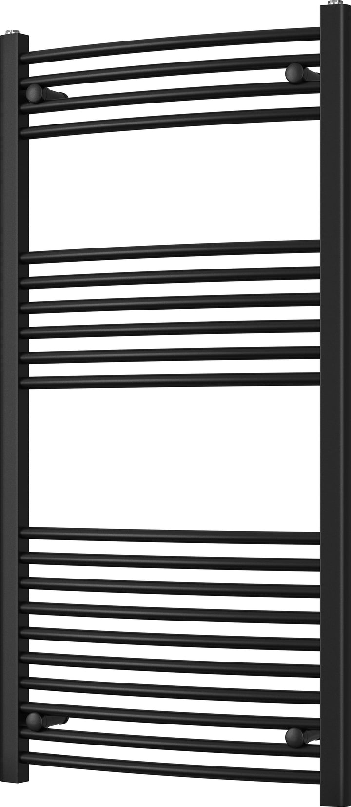 Zennor - Black Heated Towel Rail - H1200mm x W600mm - Curved