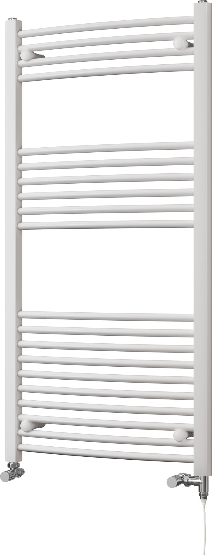 Zennor - White Dual Fuel Towel Rail H1200mm x W600mm Standard - Curved