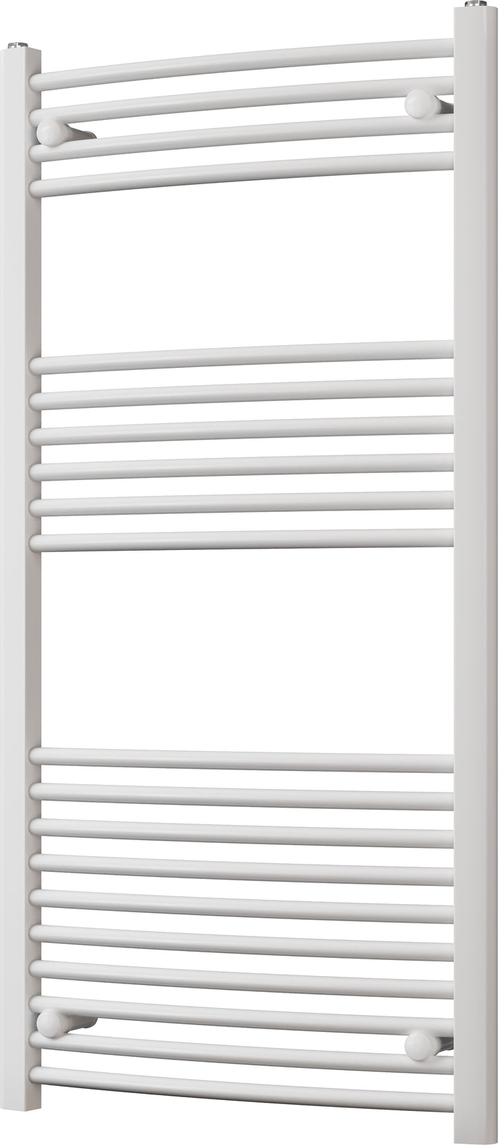 Zennor - White Heated Towel Rail - H1200mm x W600mm - Curved